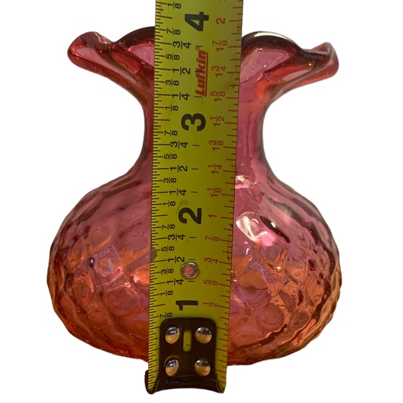 Chalet Heritage Cranberry Collection ruffled quilted/diamond pattern glass vase - Picture 2 of 5